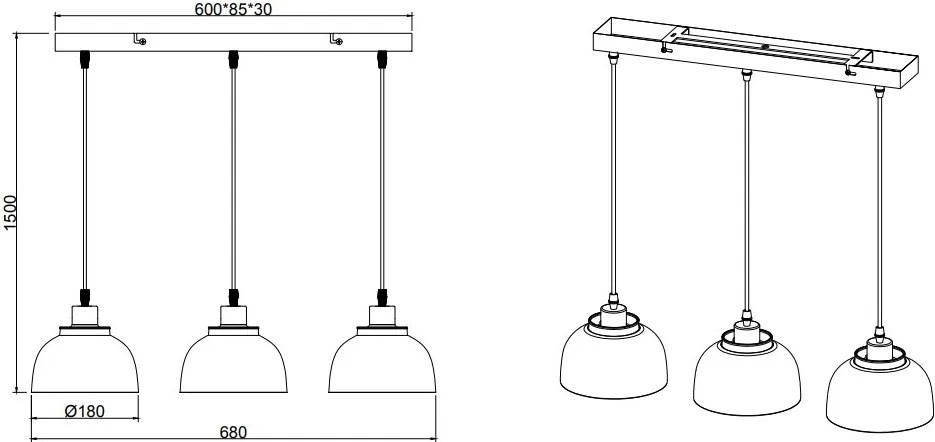 Závesné stropné osvetlenie Punch, čierno-zlatá, 3 svietidlá