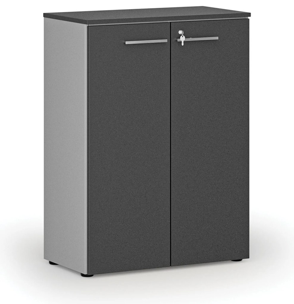 Kancelárska skriňa s dverami PRIMO GRAY, 800 x 420 x 1087 mm, sivá/grafit