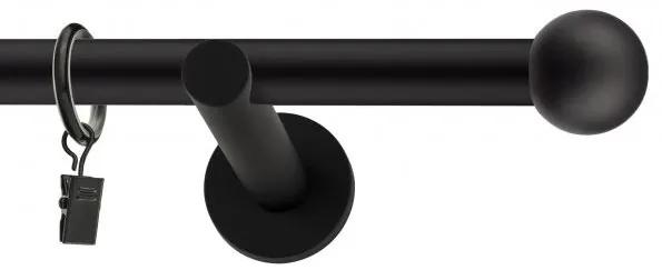 Dekorstudio Garniža jednoradová GUĽA čierna matná 19mm Dĺžka: 120cm, Typ uchytenia: Držiak otvorený, Typ príslušenstva: Krúžky tiché so štipcami