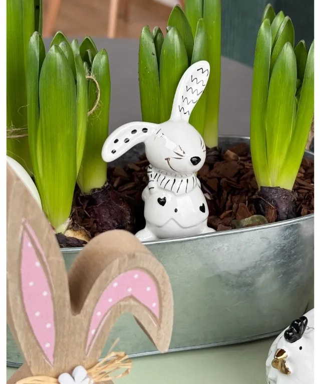 Keramický zajko BUNNY BACK 10 cm biely