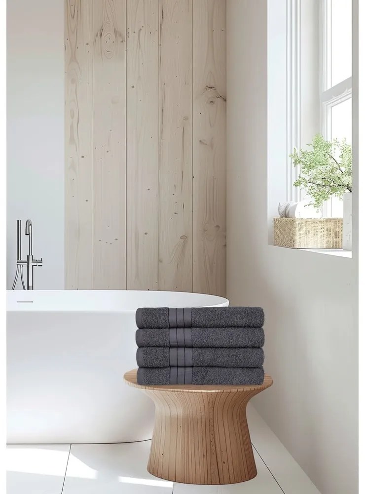 Antracitové froté bavlnené uteráky v súprave 4 ks 50x100 cm – Good Morning
