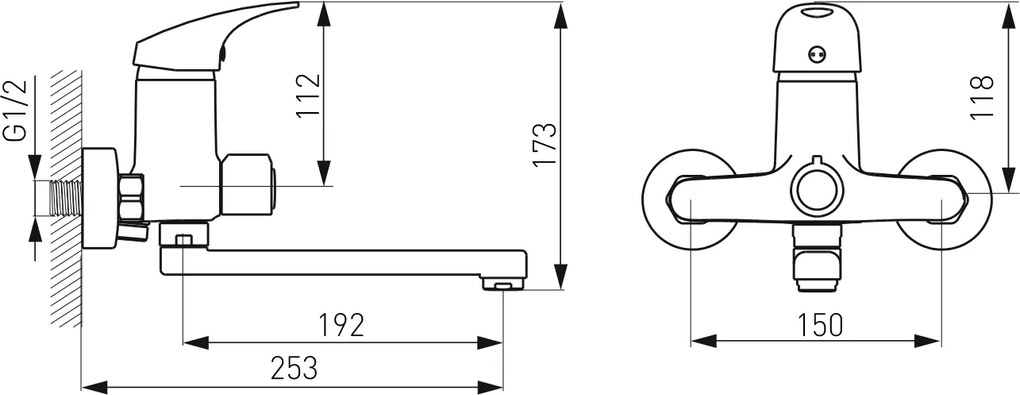 Ferro One, vaňová paneláková batéria 150 mm, chrómová, BFO3A