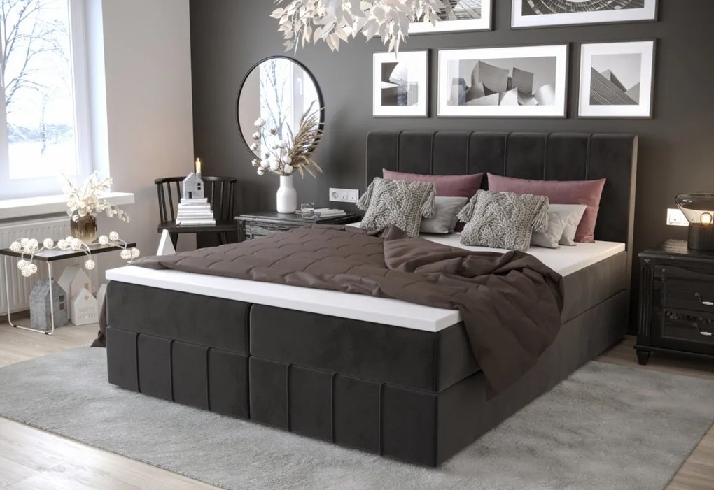 Čalúnená posteľ boxspring HAMAN 2 - monolith 02 / 160x200