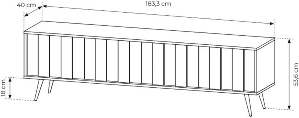 TV skrinka Flaro 184 cm s osvetlením - dub dunin