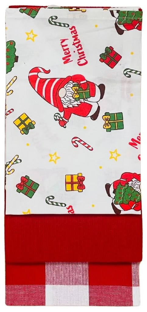 Bavlnené utierky na riad Vianočné Christmas červená 45x70cm 3ks TiaHome