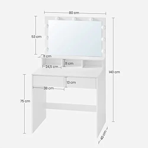 Dekorstudio Toaletný stolík so zrkadlom a Led žiarovkami - RDT120T10