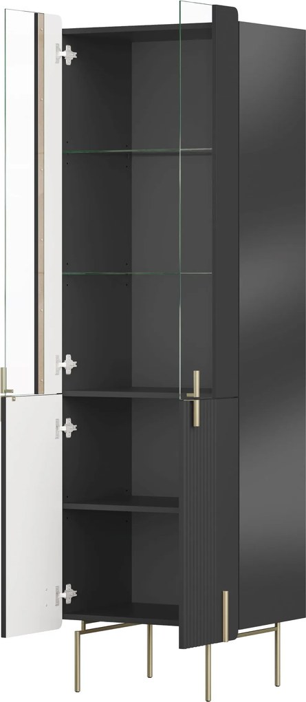 Vitrína Malmi 60 cm - čierny mat / zlatá