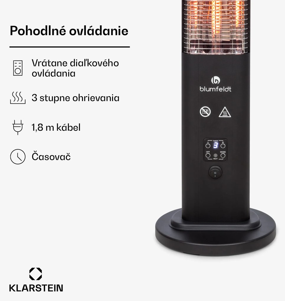 Blumfeldt Heat Guru Plus, vonkajší sálavý ohrievač, 1200 W, 3 nastavenia ohrevu, diaľkové ovládanie