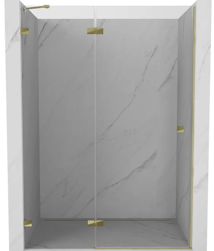 Mexen, Mexen Lunar ľavé otočné sprchové dvere 140 cm, transparentné, zlaté - 834-140-000-50-00-L