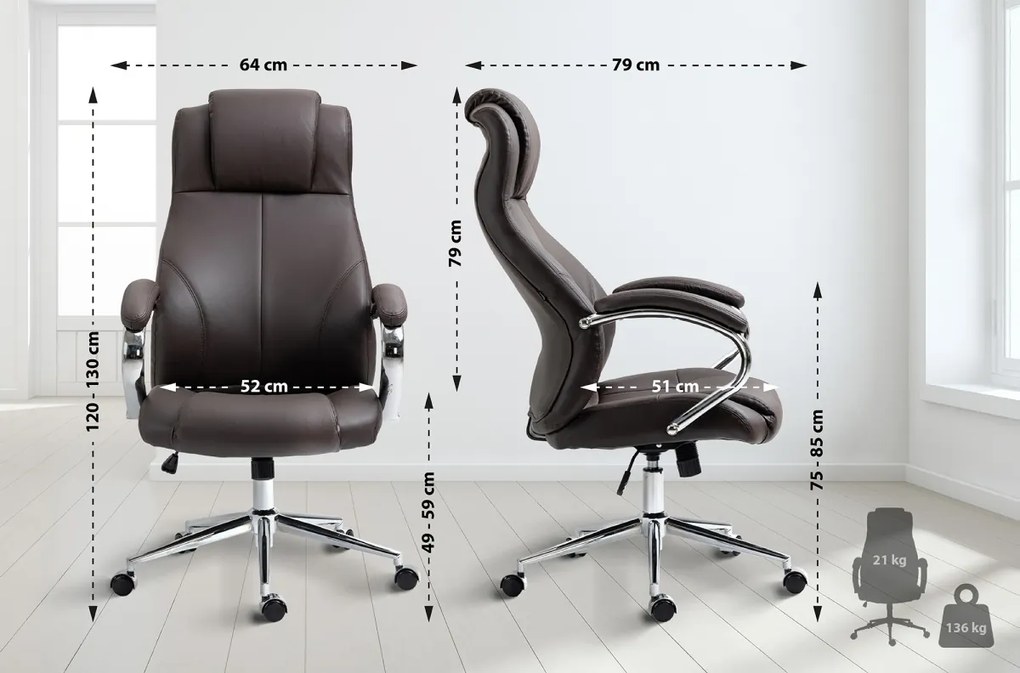 Design-Shop Kancelárska stolička Salford - koža - Hnedá