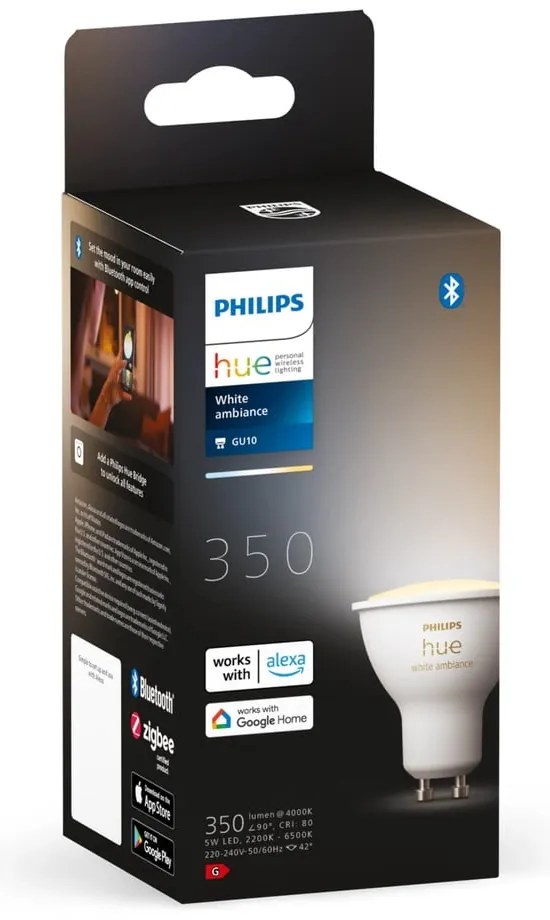 LED inteligentná žiarovka GU10, 4 W White ambiance – Philips Hue