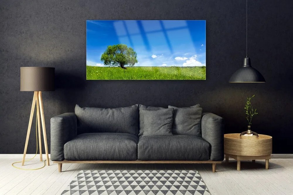 Obraz na akrylátovom skle Tráva strom príroda 120x60 cm