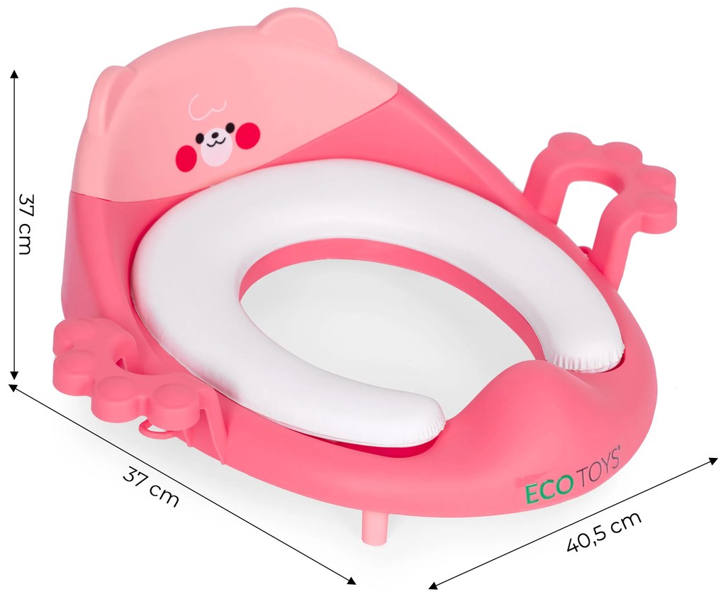 WC sedátko pre deti, rúčky, mäkký vankúšik, ružový ECOTOYS