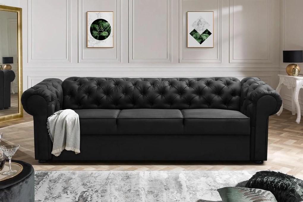 Pohovka ve stylu Chesterfield Valerie 3er, černá
