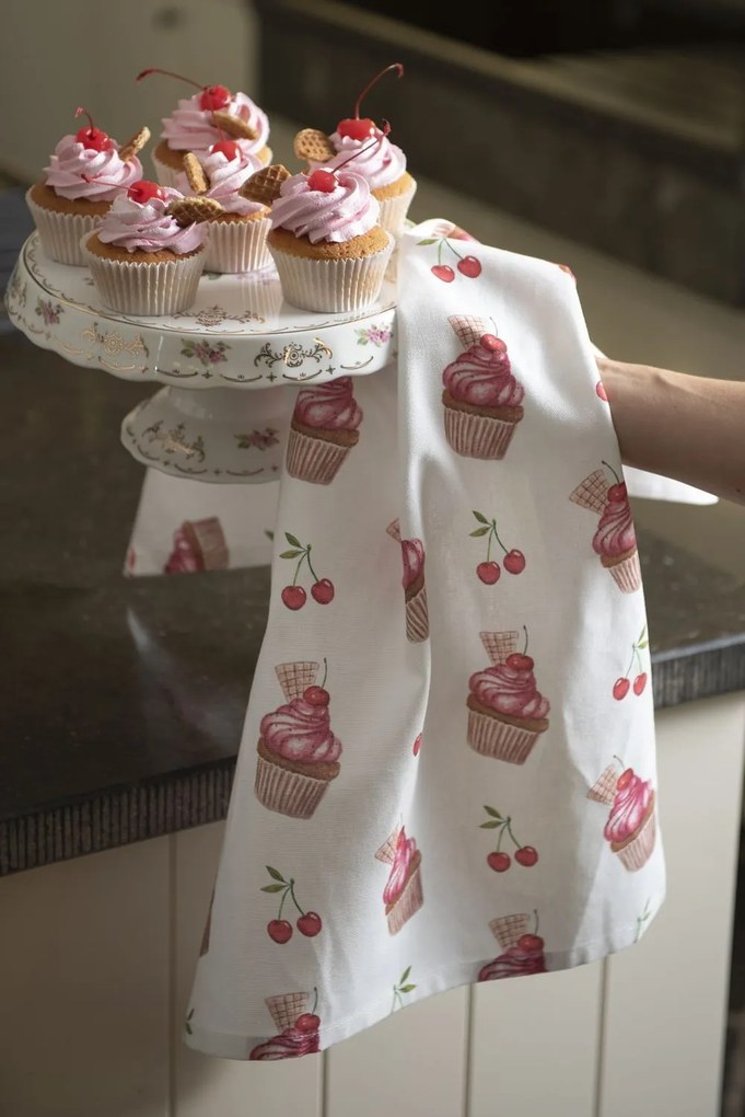 Kockovaná bavlnená utierka Cherry Cupcake - 50 * 70 cm