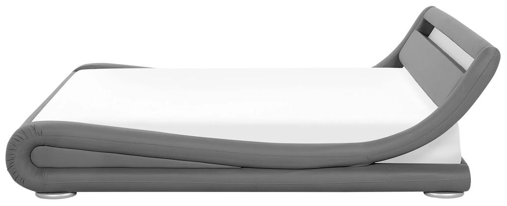 Vodná posteľ z umelej kože s LED 180 x 200 cm sivá AVIGNON Beliani
