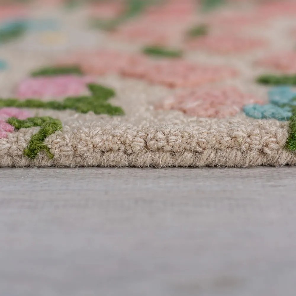 Krémový ručne tkaný vlnený koberec 120x170 cm Emilia Floral – Flair Rugs