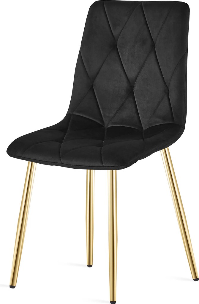 Čierna zamatová jedálenská stolička LIBRA so zlatými nohami
