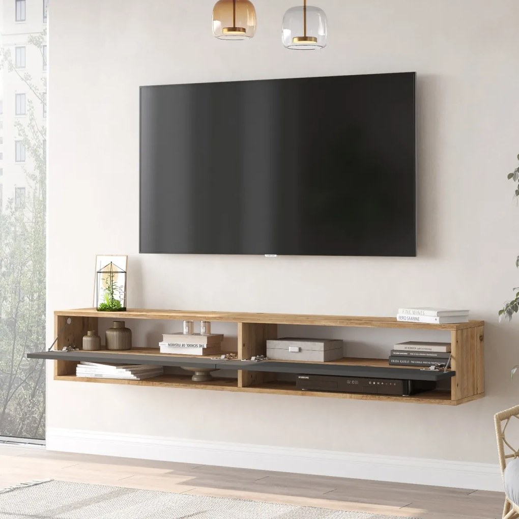 Závěsný TV stolek FR9 180 cm borovice/antracitový