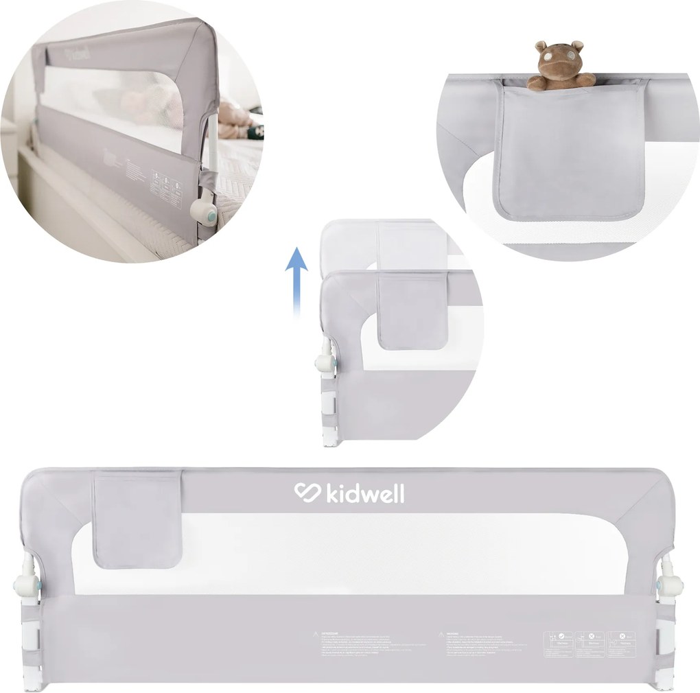 Detská zábrana na posteľ Kidwell CORI 150 cm, výška 50/65 cm
