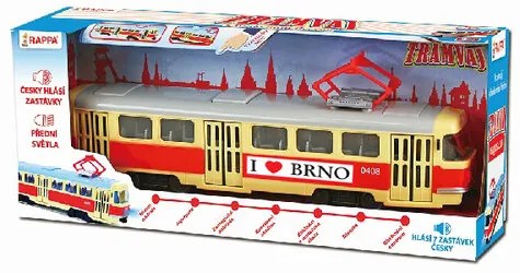 Rappa Tramvaj, ktorá hlási zastávky česky BRNO, 28 cm