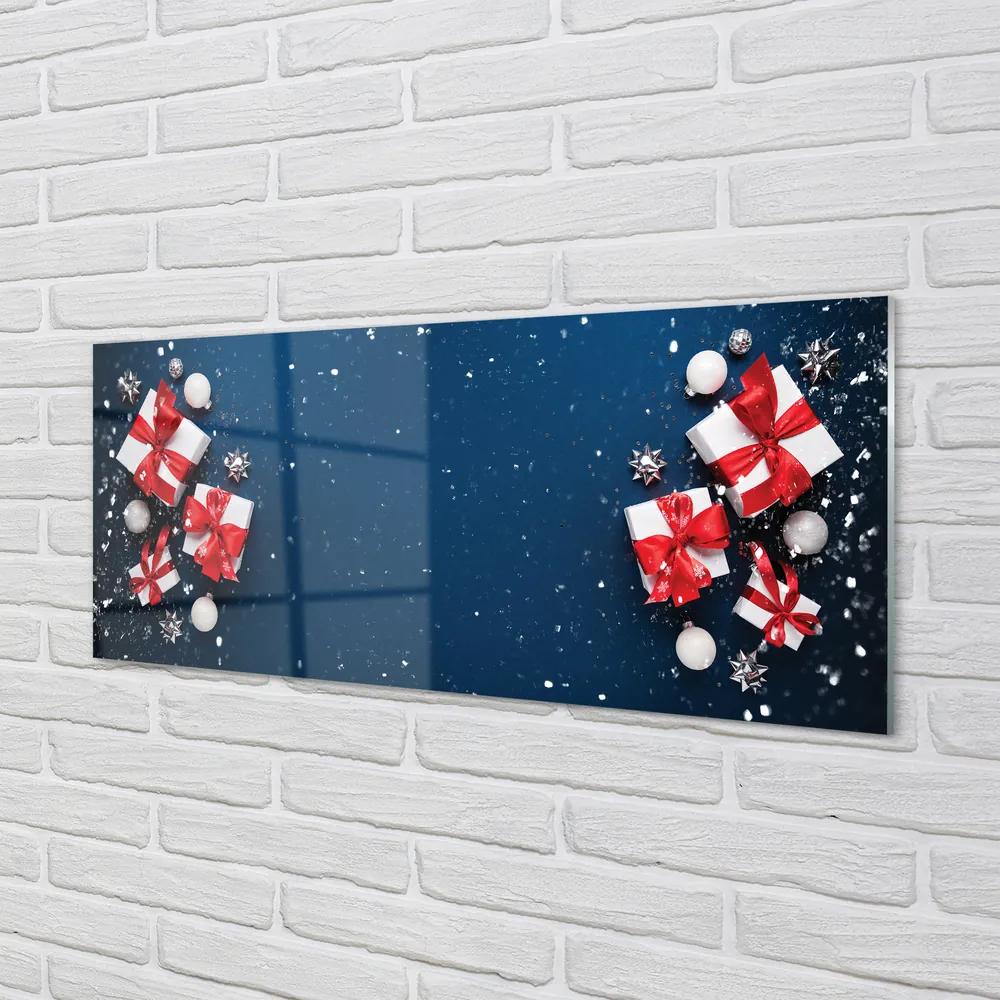 Obraz na akrylátovom skle Darčeky čačky sneh 120x60 cm