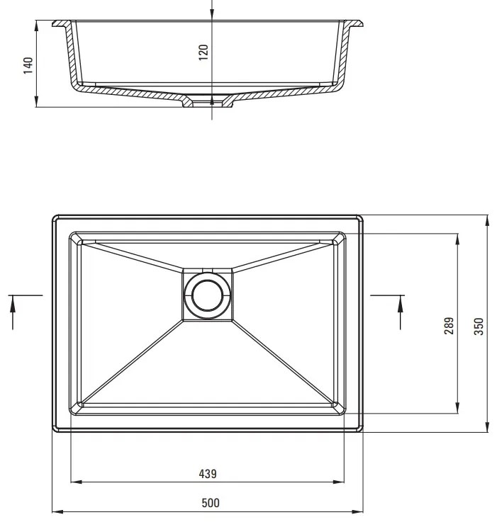 Deante Correo, granitové umývadlo 500x350x140 mm, antracitová metalíza, DEA-CQR_TU5U