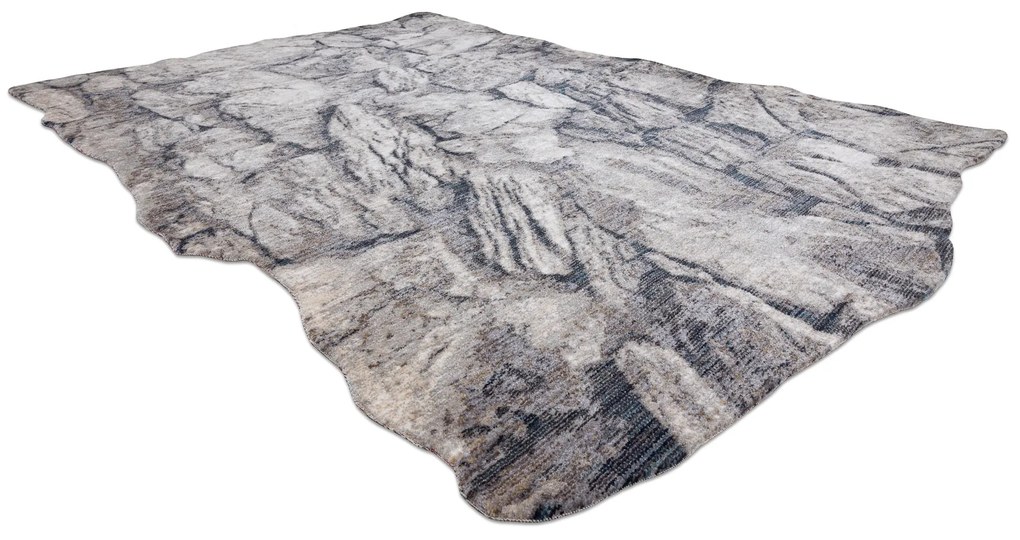 Moderný koberec TINE 75417A, nepravidelný tvar, Skala, krémovo/ sivý