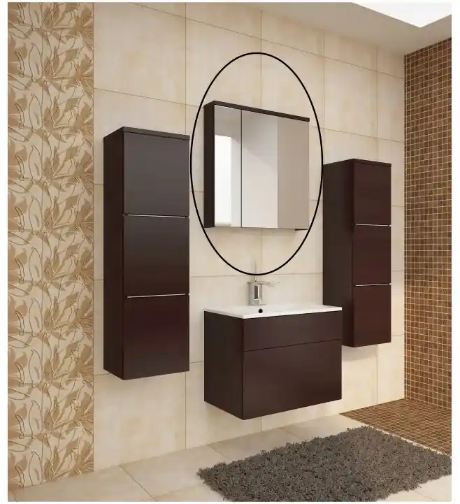 Kúpeľňová skrinka na stenu so zrkadlom Mason WE 14 - wenge | BIANO