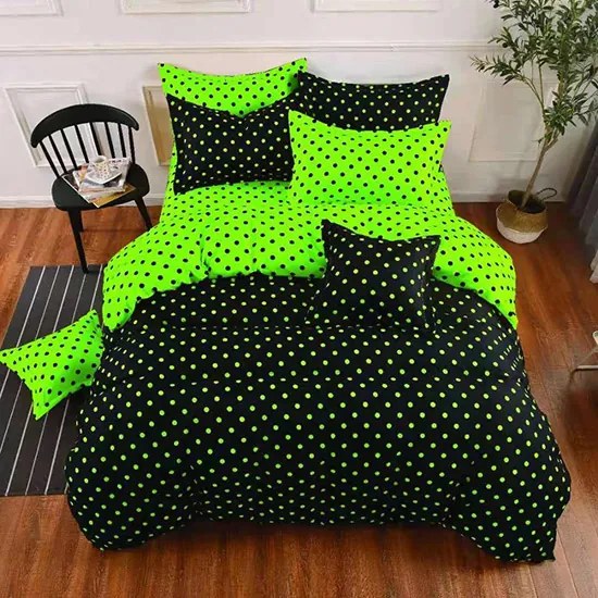 Obliečky DOTS and COLOURS LIME BLACK 7-dielna sada 140x200 cm