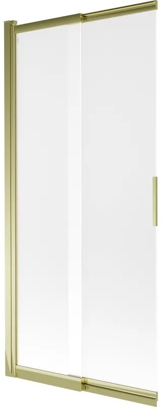 Mexen Fox, 2-krídlová vaňová zástena 85x150 cm, 5mm sklo námraza, zlatý lesklý profil, 891-085-002-50-30