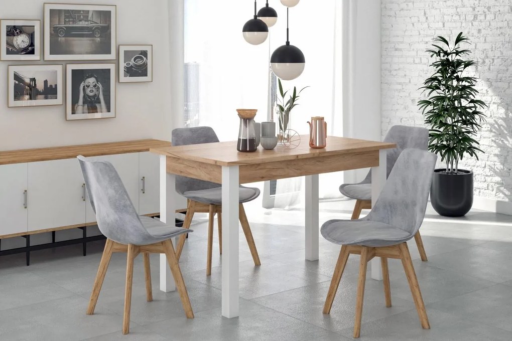 Vintino Jedálenský stôl VERITAS 120-160cm/ × 67 cm dub zlatý craft / biela