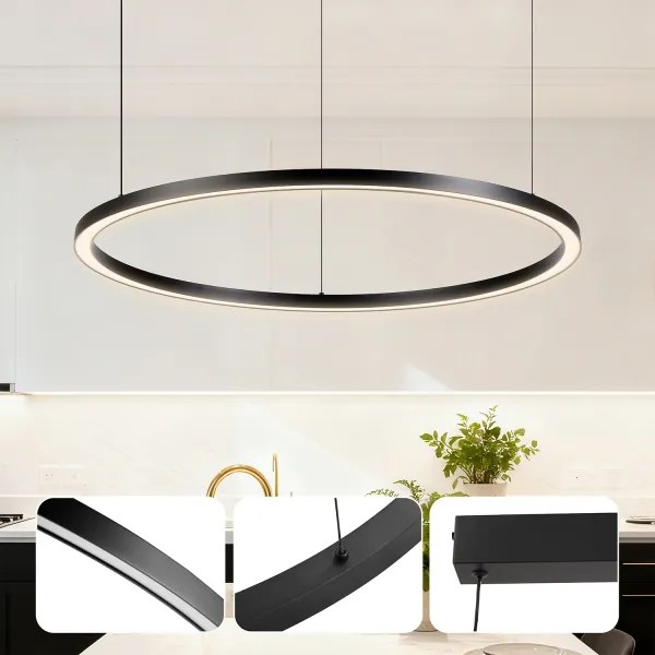 BRILAGI - PORTOFINO stmievateľné LED závesné svietidlo na lanku, LED/60W/230V, priemer 80 cm, čierne, s diaľkovým ovládaním