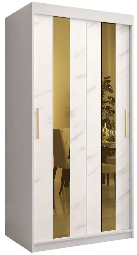 Skriňa Platinum Pole 100 biely mramor/biely