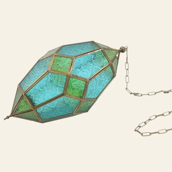 Orientálna závesná lampa SELLIMA - modro zelená