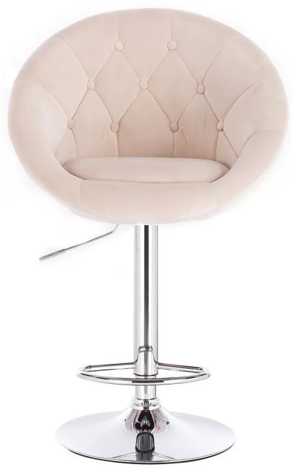 LuxuryForm Barová stolička VERA VELUR na striebornom tanieri - krémová