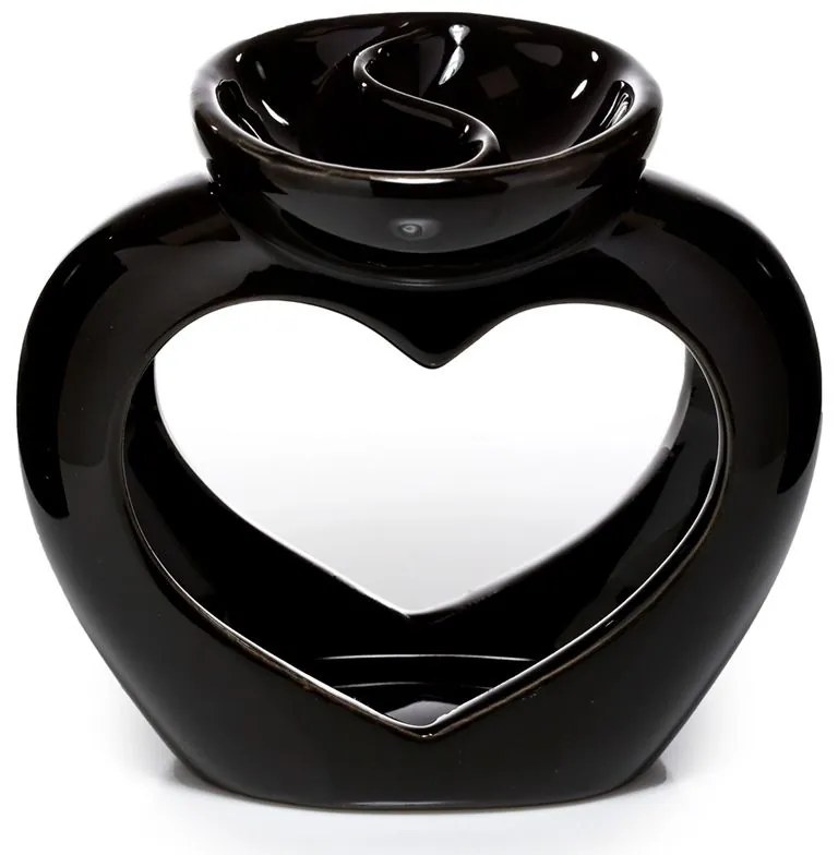 Eden Keramická aromalampa na olej aj vosk Srdce - čierna