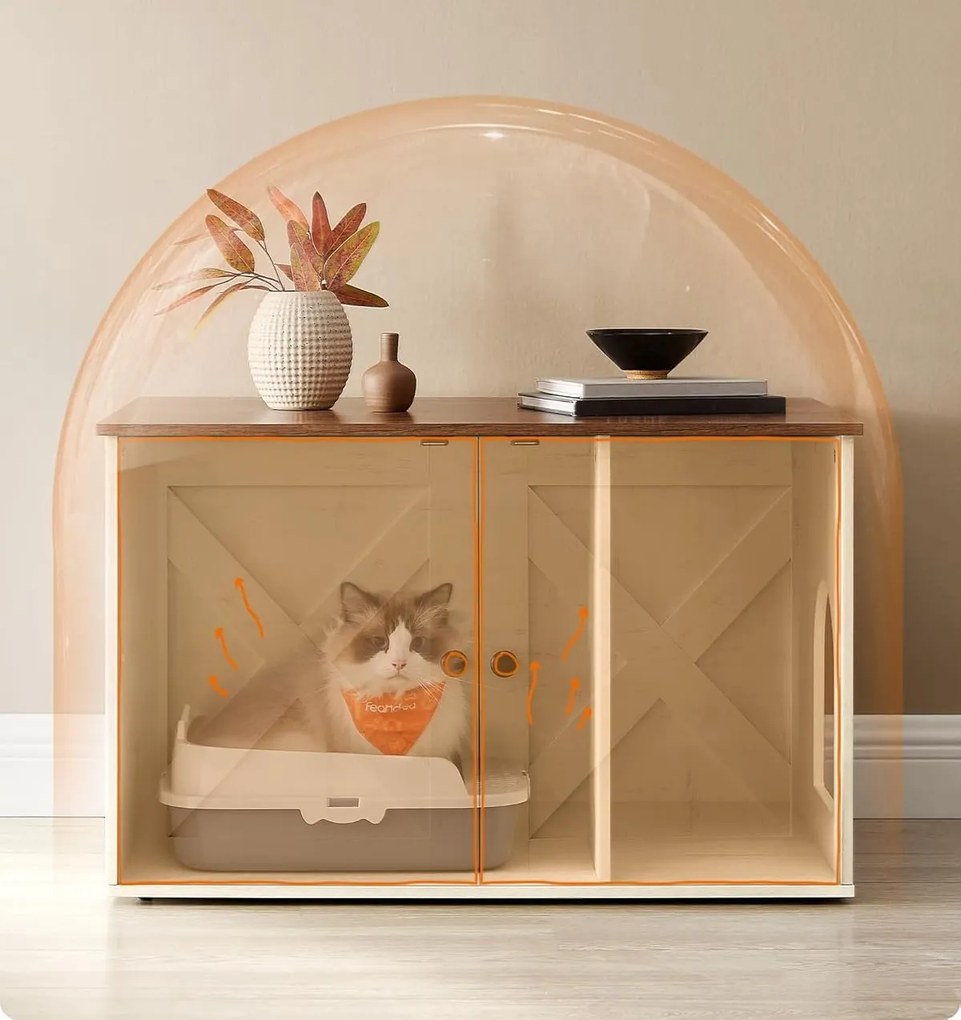 Kočičí toaleta Leader bílá/hnědá