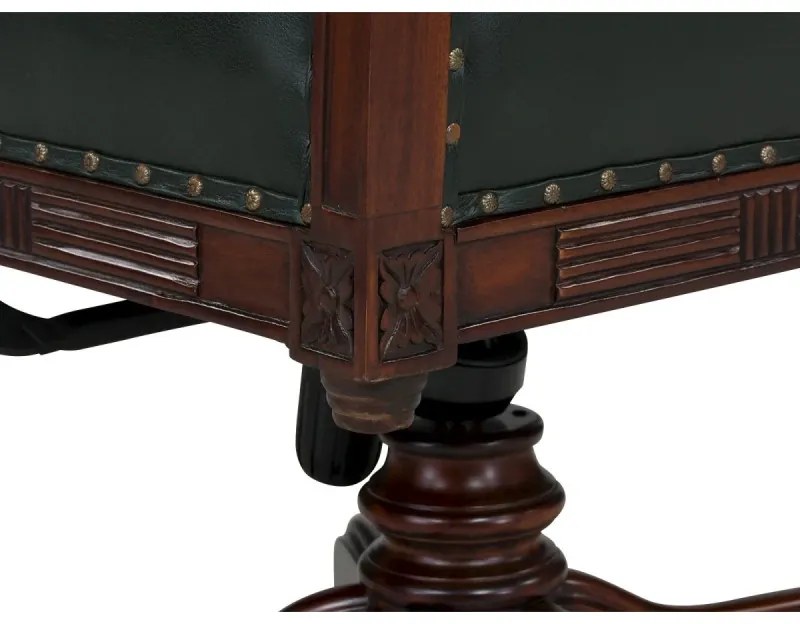 furniture-nabytek.cz - Masívne kancelárske kreslo Cambridge z pravej kože, mahagónové, lakované, zelené
