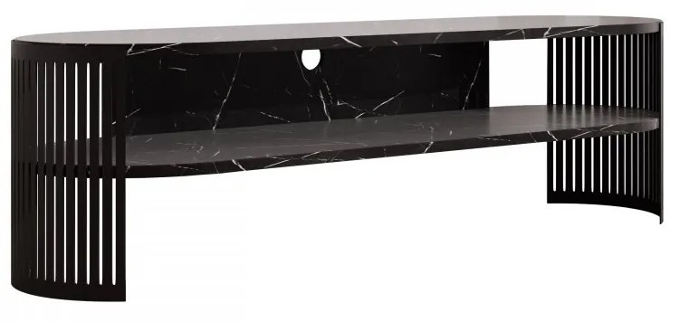 TV skrinka Zinzit, Farba: čierna/biely mramor