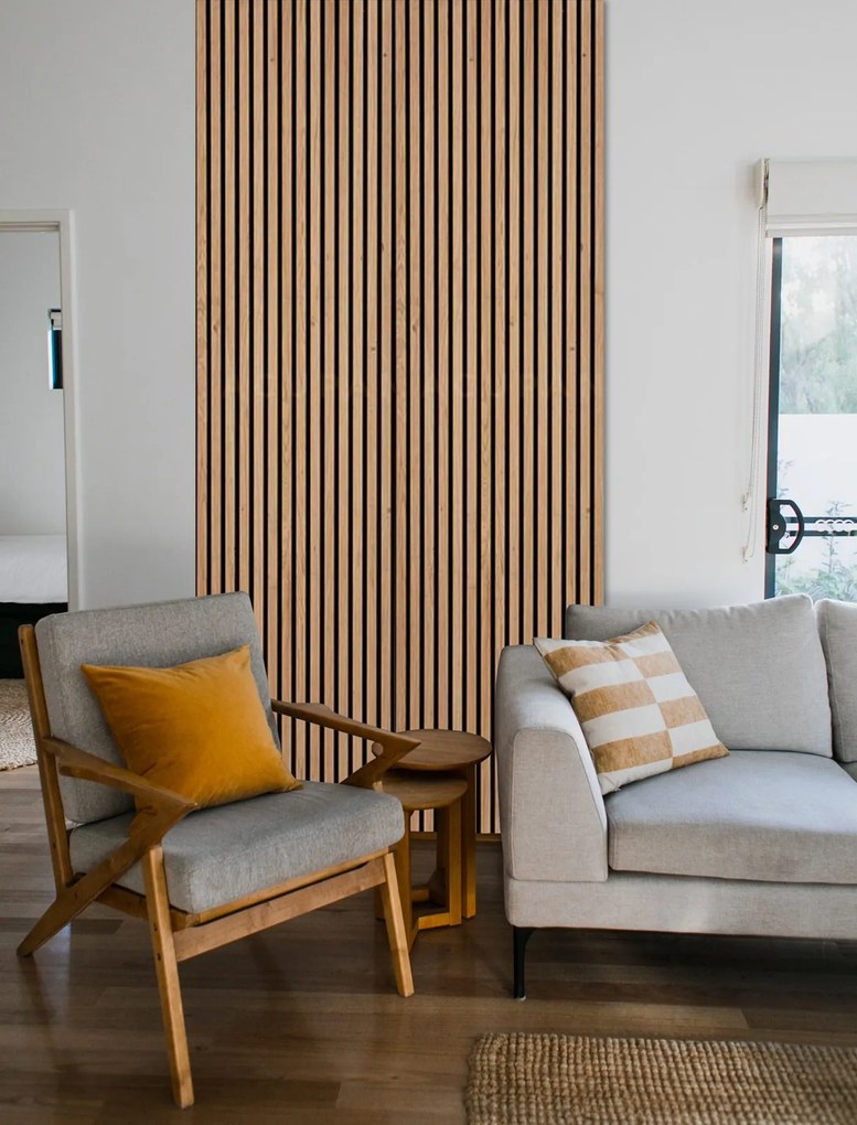Drevený akustický panel, 2400 x 600 mm, B2BP002, balenie 5 ks, breza
