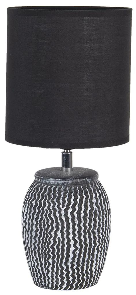Šedo čierna stolná lampa Mattia s oválnym tienidlom - Ø 15 * 36 cm / E27