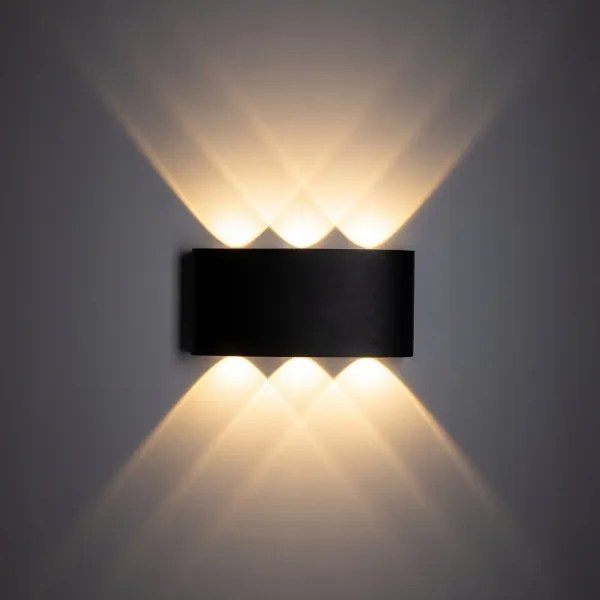 LED Vonkajšie nástenné svietidlo ARROW 6xLED/1W/230V IP54 čierna