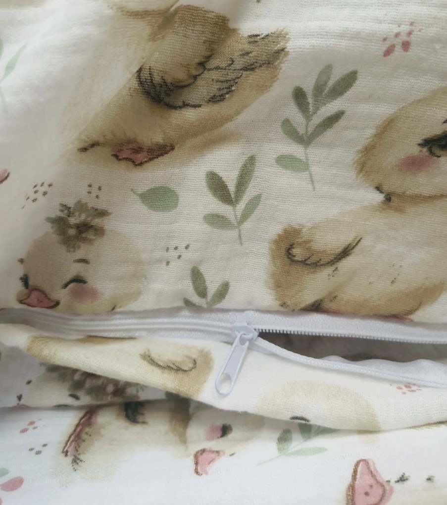 Mušelínové obliečky Kačičky TiaHome - 1x Vankúš 90x70cm, 1x Paplón 140x200cm