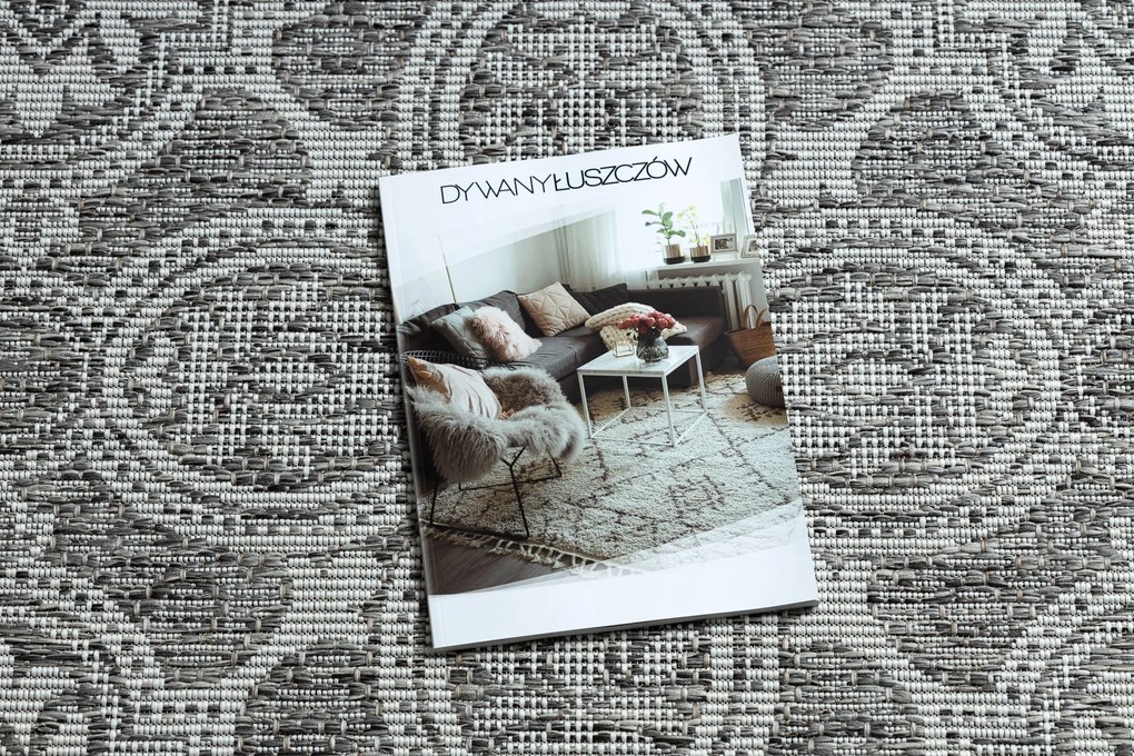 Šnúrkový okrúhly koberec SIZAL LOFT 21193 BOHO slonovinová kosť - sivý