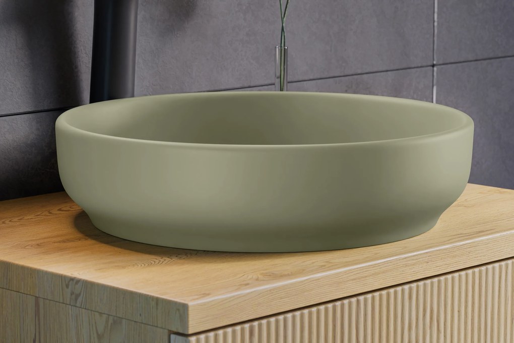 Comad Keramické umývadlo na dosku RIVER 1 OLIVE GREEN MATT UN 40, zelená