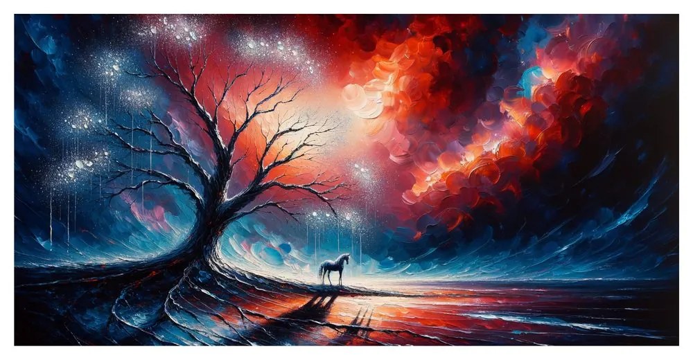 Obraz mystický strom života a kôň