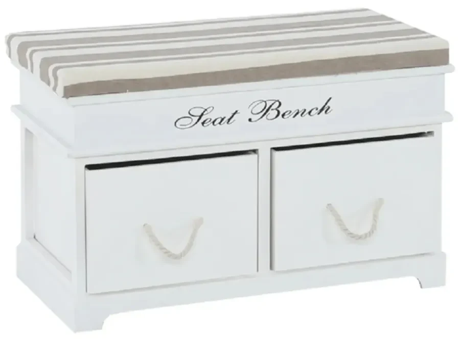 Kondela Lavica s vankúšom, SEAT BENCH 1 NEW, 2 šuplíky, biela/svetlohnedá