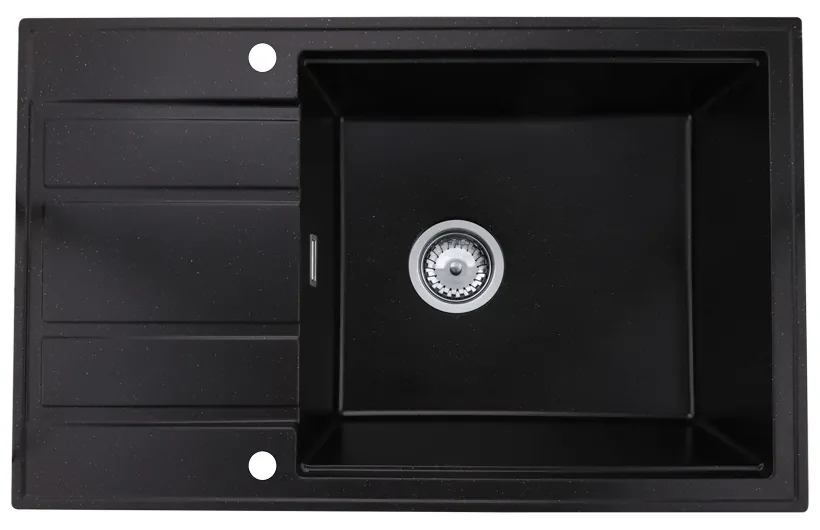 Gamma Modern 8010, 1-komorový granitový drez 800x500x210 mm, čierna so zlatými bodmi, GMA-ZM-8010-GD