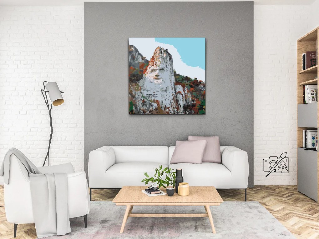 Gario Maľovanie podľa čísel Skalná socha Decebalus, Rumunsko Rozmery: 80 x 80 cm, Rámovanie: S vnútorným rámom